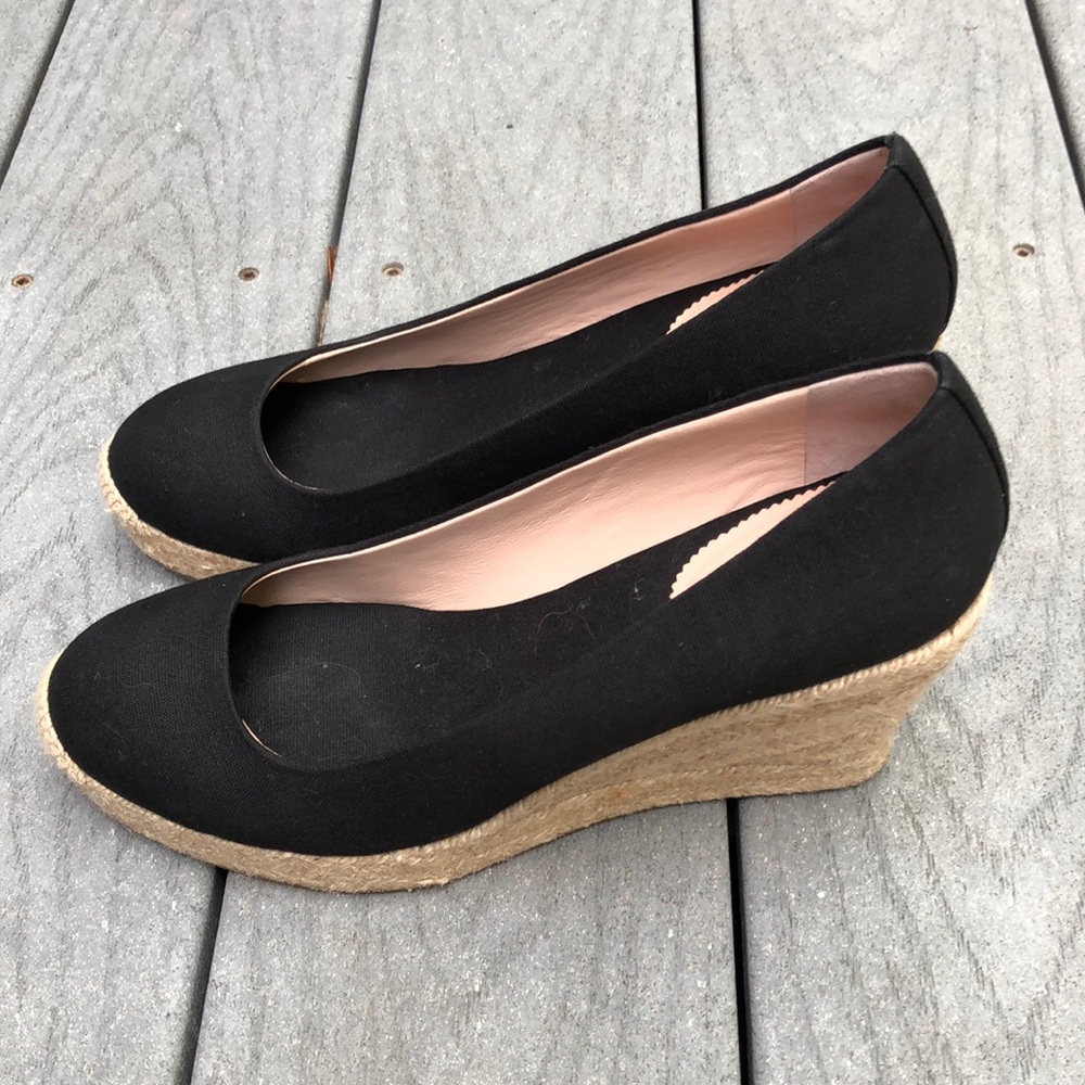 J. Crew Black Canvas Espadrille Wedges